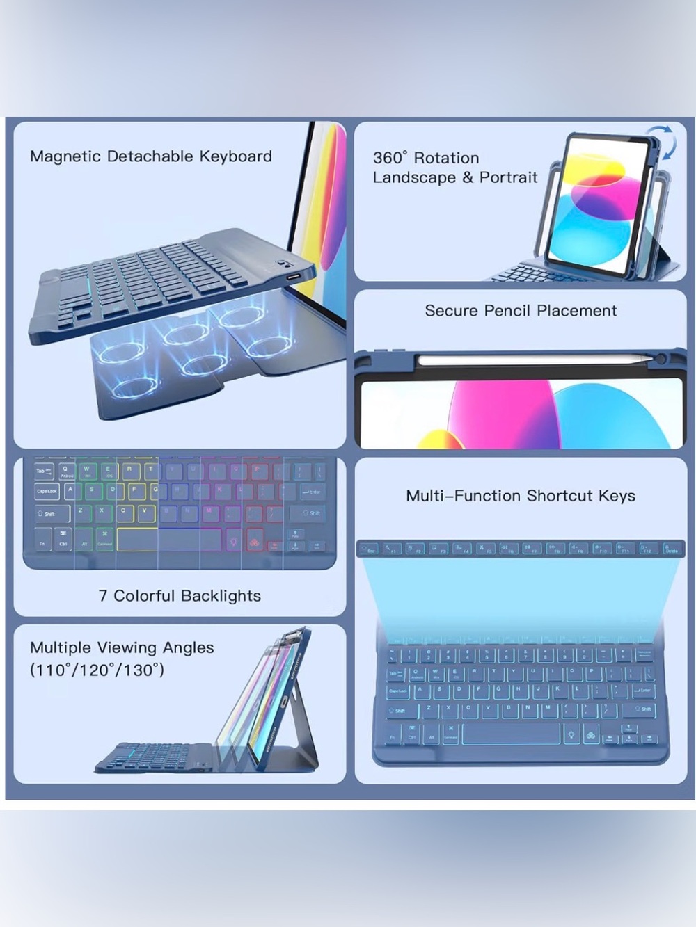 Bluetooth Keyboard - Blue - Picture 4 of 8